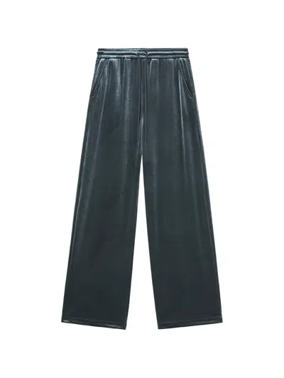 Tout A Coup Velvet Drawstring Trousers In Gray