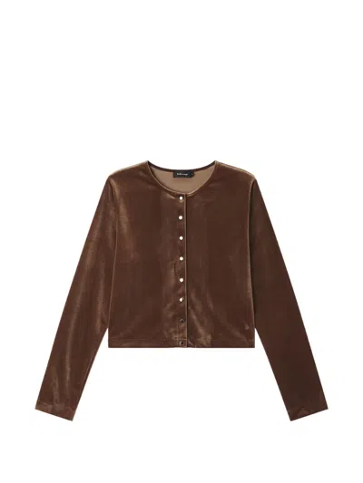 Tout A Coup Velvet-effect Press-stud Blouse In Brown