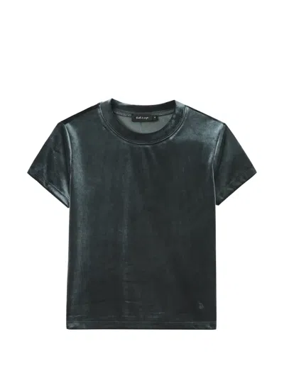 Tout A Coup Velvet-effect T-shirt In Green