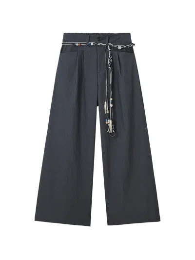 Tout A Coup Wide Leg Tie Trousers In Blue