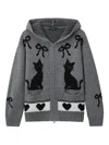 Tout A Coup Zip-up Hooded Cardigan In Gray