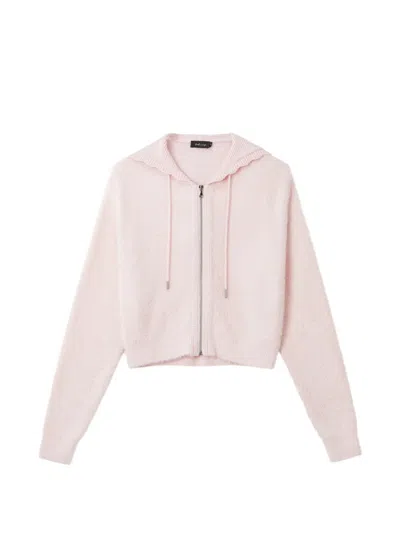 Tout A Coup Zip-up Hooded Cardigan In Pink