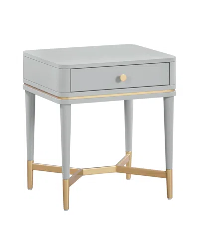 Tov Furniture 1 Piece Wood 1 Drawer Nightstand In Gray