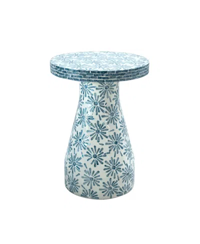 Tov Furniture 18" Wood And Shell Side Table In Blue