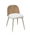 Tov Furniture Alexa Rattan Performance Fabric Dining Chair In Brown