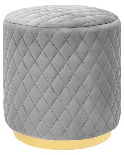 Tov Abir Grey Velvet Ottoman
