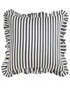 Tov Furniture Alessia Striped Ruffle 20in Square Accent Pillow In Navy