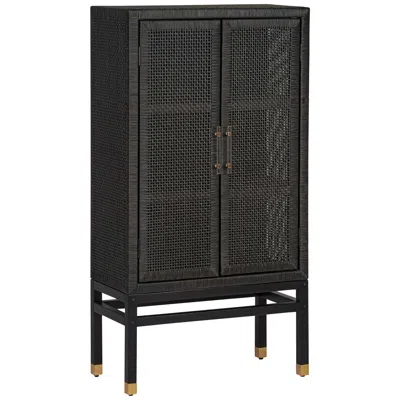 Tov Furniture Amara 31 3/4" Wide Charcoal Woven Rattan 2-door Wall Cabinet
