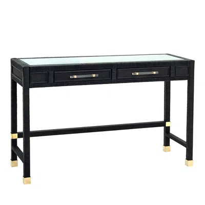 Tov Furniture Amara Rattan Desk In Charcoal