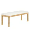 Tov Furniture Amara Woven Rattan Performance Fabric Bench In Charcoal In White