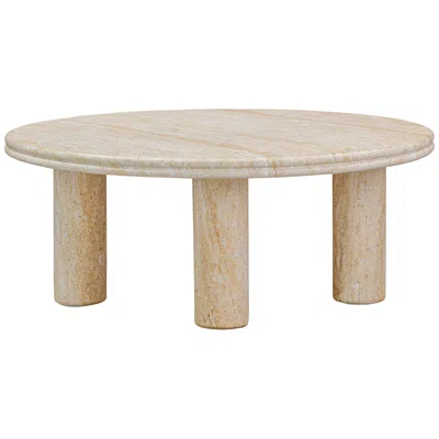 Tov Furniture Amora 32" Wide Faux Travertine Round Accent Table