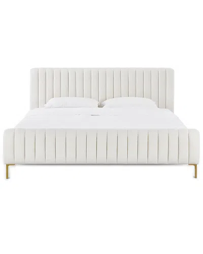 Tov Furniture Angela Natural Upcycled Linen King Bed In White