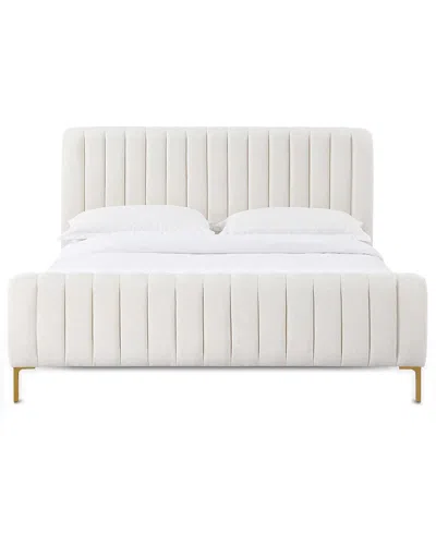 Tov Furniture Angela Natural Upcycled Linen Queen Bed In White