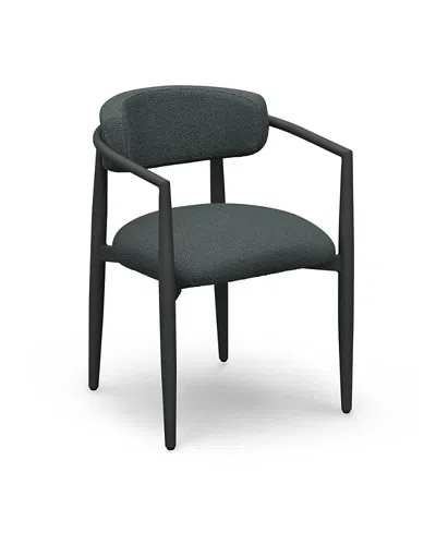 Tov Furniture Annika Textured Fabric Outdoor Dining Arm Chair In Black