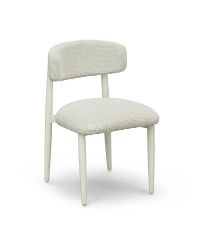 Tov Furniture Annika Textured Fabric Outdoor Dining Chair In White