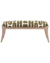 Tov Furniture Arielle Embroidered Bench In Olive