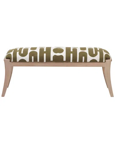 Tov Furniture Arielle Embroidered Bench In Olive