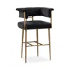 Tov Furniture Astrid Grey Velvet Bar Stool In Black