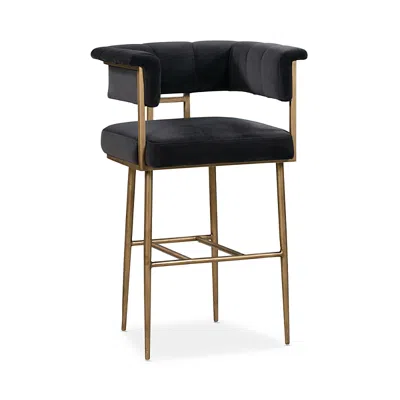 Tov Furniture Astrid Grey Velvet Bar Stool In Black