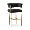 Tov Furniture Astrid Grey Velvet Bar Stool In Gray