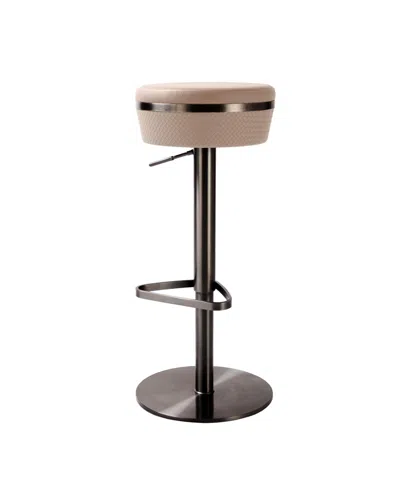 Tov Furniture Astro Woven Leather Adjustable Stool In Cafe Au Lait