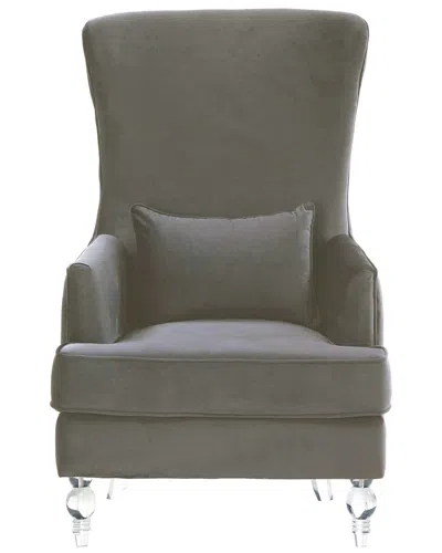 Tov Furniture Aubree Velvet Chair With Acrylic Legs In Grey