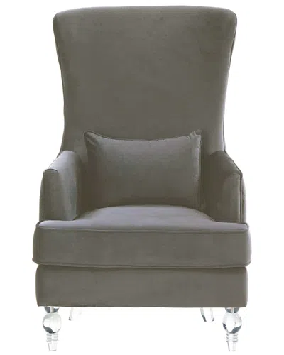 Tov Furniture Aubree Velvet Chair With Acrylic Legs In Gray