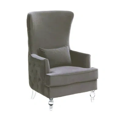 Tov Furniture Aubree Velvet Upholstered Wingback Chair In Green