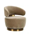 Tov Furniture Austin Recycled Fabric Swivel Chair In Brown
