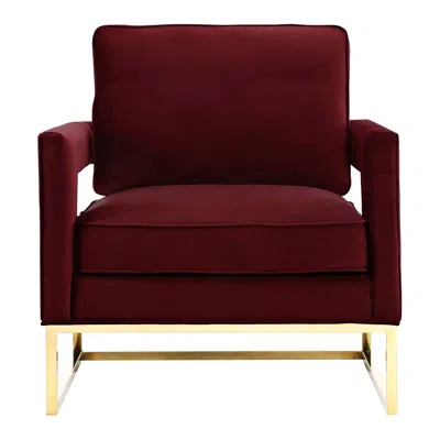 Tov Furniture Avery Maroon Upholstered Velvet Armchair