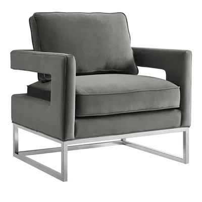 Tov Furniture Avery Velvet Chair In Gray