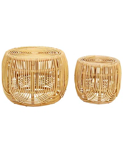 Tov Azrina Rattan Nesting Tables In Beige