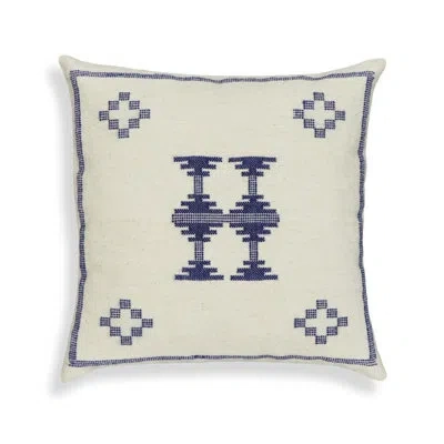 Tov Furniture Aztec Cream & Indigo Wool 20" Square Accent Cushion In Blue