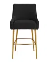 Tov Beatrix Pleated Black Velvet Counter Stool In Black