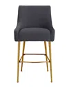 Tov Furniture Beatrix Pleated Velvet Bar Stool In Grey