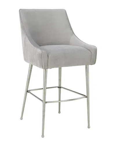 Tov Furniture Beatrix Pleated Velvet Counter Stool In Gray