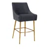 Tov Furniture Beatrix Pleated Velvet Counter Stool In Gray