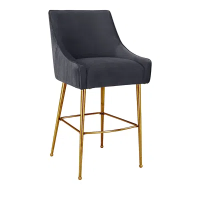 Tov Furniture Beatrix Pleated Velvet Counter Stool In Gray