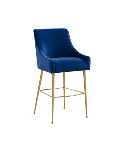 Tov Furniture Beatrix Velvet Bar Stool - Gold Legs In Blue