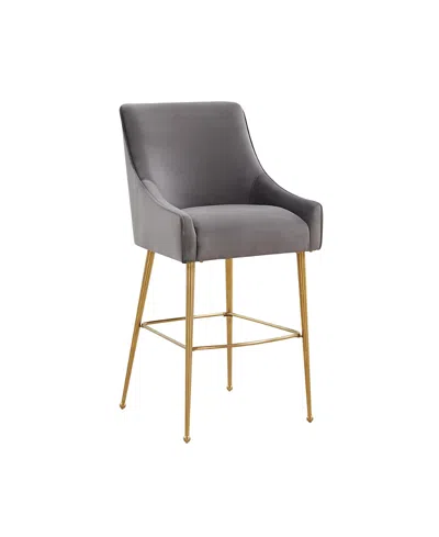 Tov Furniture Beatrix Velvet Counter Gold Legs Stool In Gray