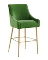 Tov Furniture Beatrix Velvet Counter Gold Legs Stool In Green