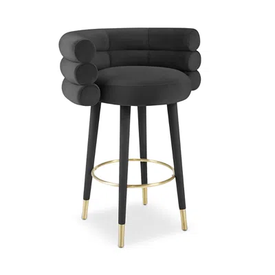Tov Furniture Betty Velvet Barstool In Black