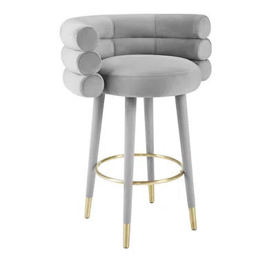 Tov Furniture Betty Velvet Barstool In Gray
