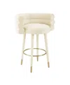 Tov Furniture Betty Velvet Barstool In White