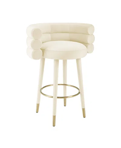 Tov Furniture Betty Velvet Barstool In White