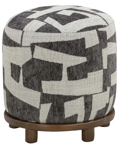 Tov Furniture Bisou Black Jacquard Ottoman In Multi