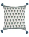 Tov Furniture Blossom Printed Cotton Tassel 20in Accent Cushion In Blue