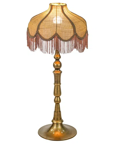 Tov Furniture Buchanan Jute Fringed Scalloped Table Lamp In Brown
