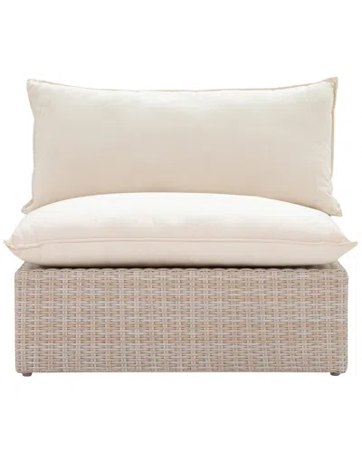 Tov Furniture Cali Wicker Outdoor Armless Chair In White