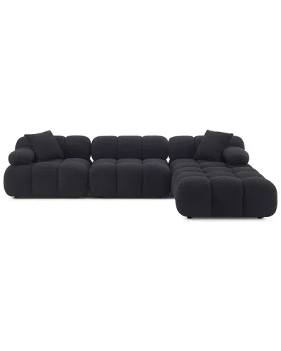 Tov Furniture Calliope Vegan Shearling 4pc Modular Sectional In Black